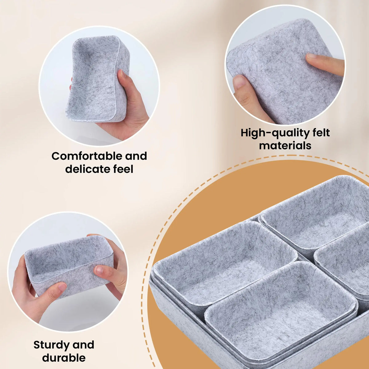 Felt drawer organiser, set of 7 — view 3