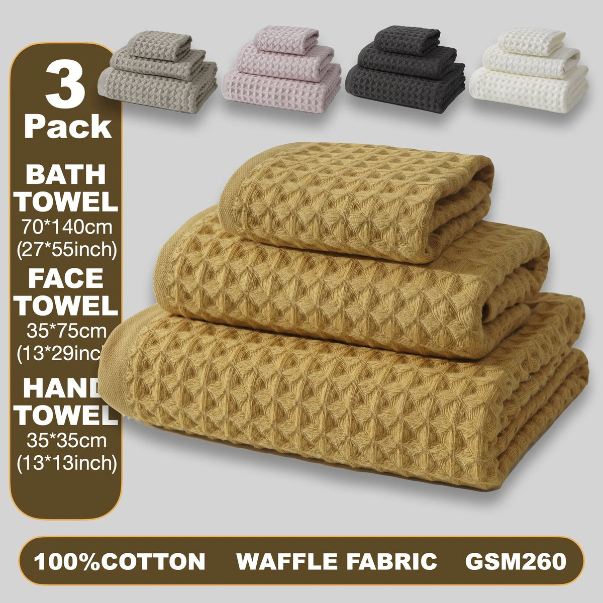 Close-up of the waffle weave texture on a 100% cotton towel