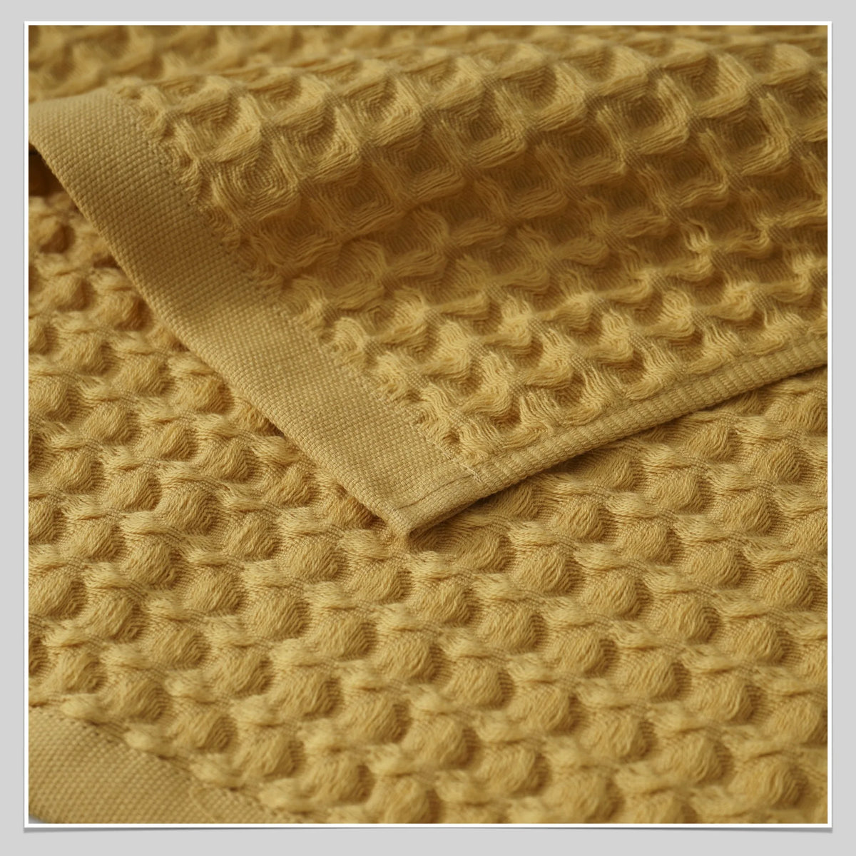 Waffle cotton towel set colour options: Charcoal, Sand, Ochre, Blush and Sage