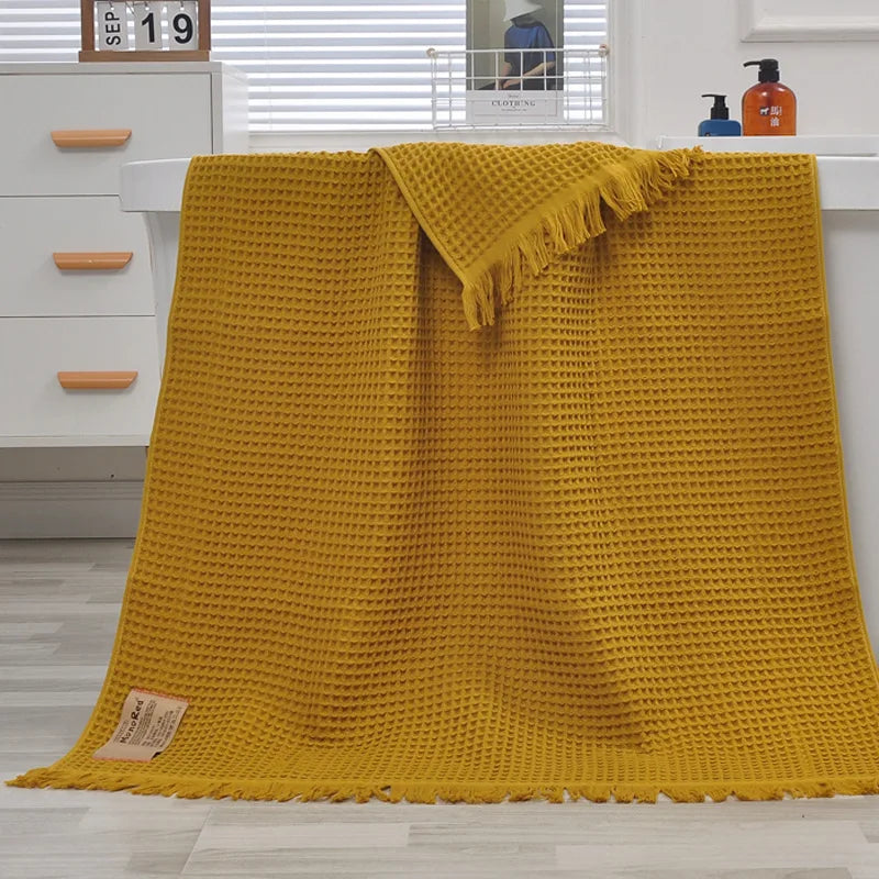 Waffle tassel bath towel, 90 x 180 cm — view 5